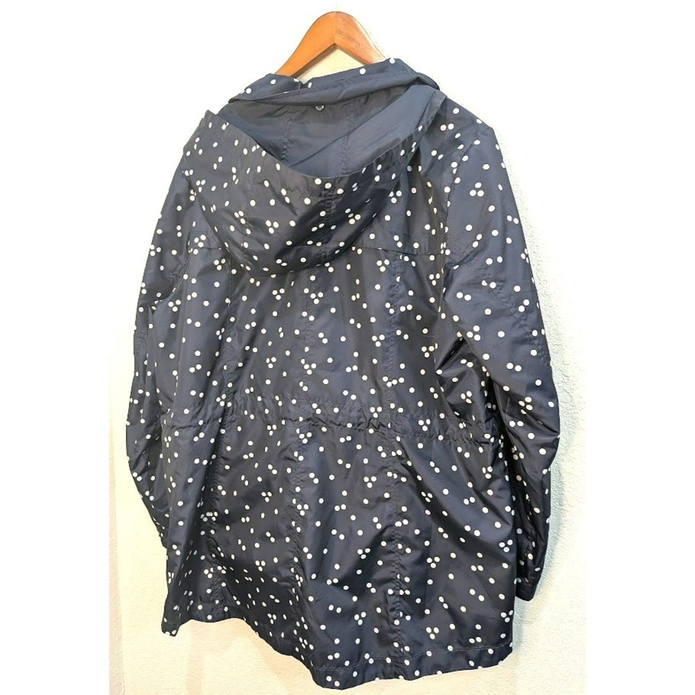 Isaac Mizrahi Live! Polka Dot/Navy Reversible Rain Jacket Hood Women's Size 1X - Picture 4 of 7